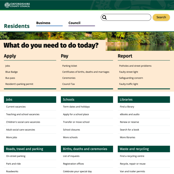 Oxfordshire County Council home page