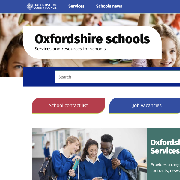 Schools website home page