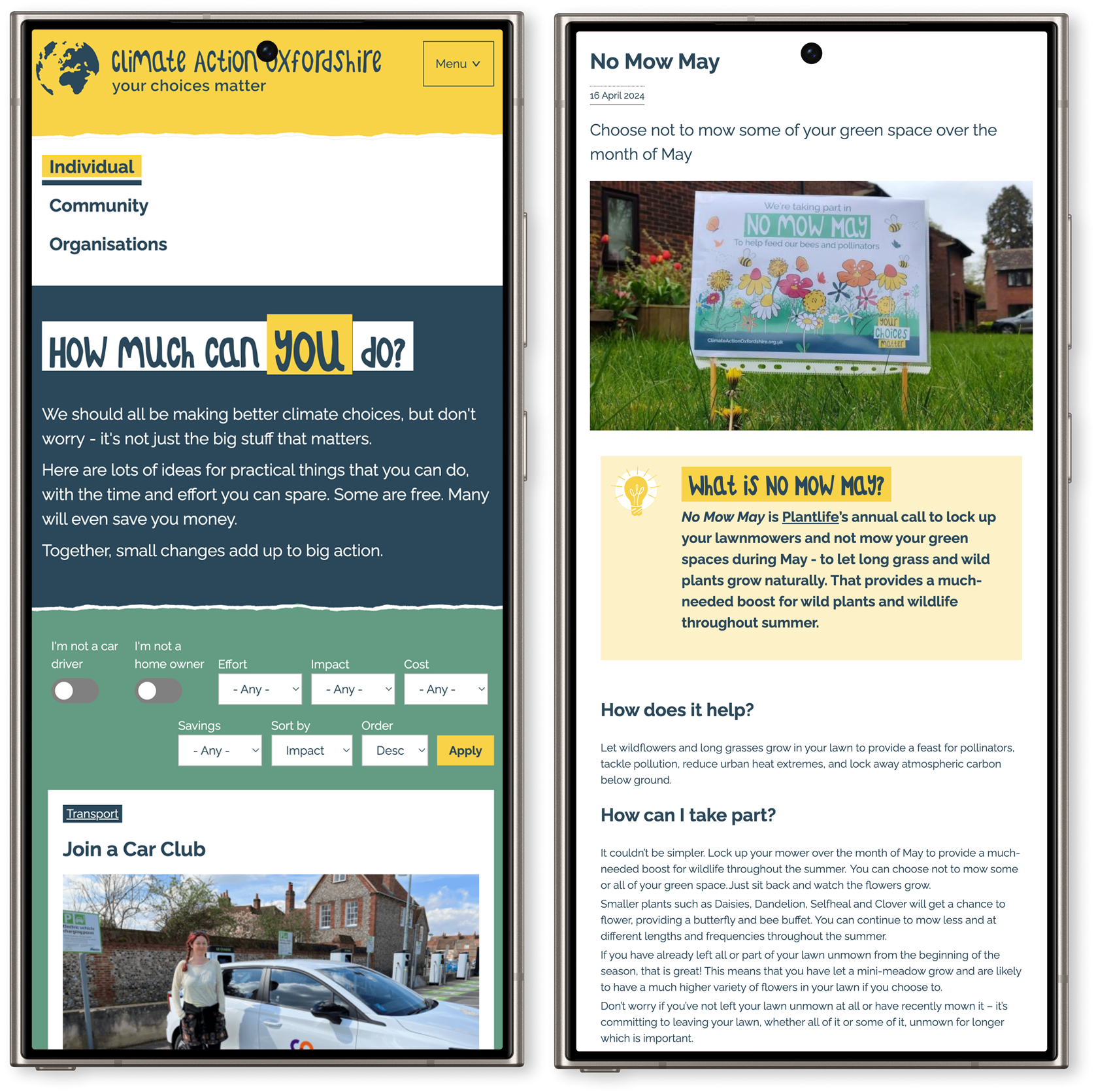 Climate Action mobile view
